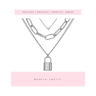 RantaiPwetty korea necklace Love laura lock necklaces women fashion jewellery accessories  Ready Sto