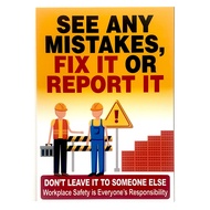 SEE ANY MISTAKES, FIX IT OR REPORT IT SIGN/SIGNAGE | 210mm x 297mm | NOTICE SIGN & INSTRUCTION SIGN 