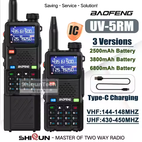 Baofeng Walkie Talkie UV-5RM IC Certification 2500/3800/6800mAh Battery Option Wireless Copy Frequen