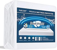 SLEEP ZONE Waterproof Mattress Protector Queen Size, Soft Breathable Cotton Terry Mattress Cover, Wa