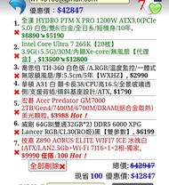 全漢 1200W 白金 電競主機 z890 265K 360水冷 華碩 A31 ATX 3.0 SSD2TB DDR5 64GB RO姬聯名款