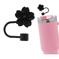 1pc Flower Silicone Straw Cap, Pink Straw Tip Cover Flower Straw Covers Toppers For Tumbler Cups 30o