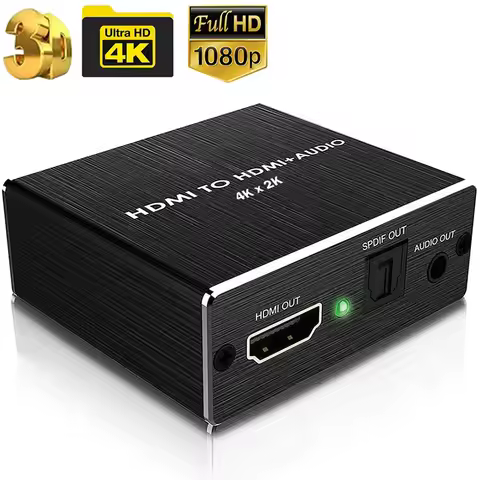 HDMI Audio Extractor HDMI to HDMI and Optical TOSLINK SPDIF + 3.5mm Stereo Audio Extractor Converter