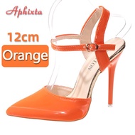 Aphixta Summer 12cm Super High Stiletto Heels Ankle Strap Sandals Women Hollow Pointed Toe Party Hee