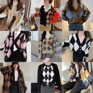 Korean Cardigan Argyle Ketupat PatternWanita | Weekdays Outfits