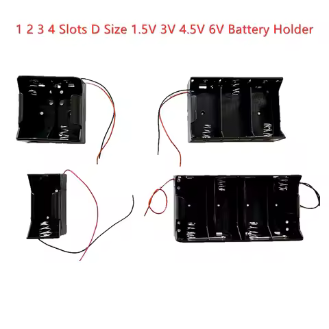 1 2 3 4 Slots D Size 1.5V 3V 4.5V 6V Battery Holder Cell with Wires Durable Battery Holder Case Rech