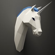 數位 DIY Unicorn Head, licorne Paper Animal trophy, 3D Paper model, DIGITAL TEMPLATE