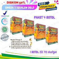 [ PAKET 4 BOTOL ] Omega 3 Squalen Gold ALJAZIRA Minyak Ikan plus Fish Oil Vitamin Otak Anak - minyak