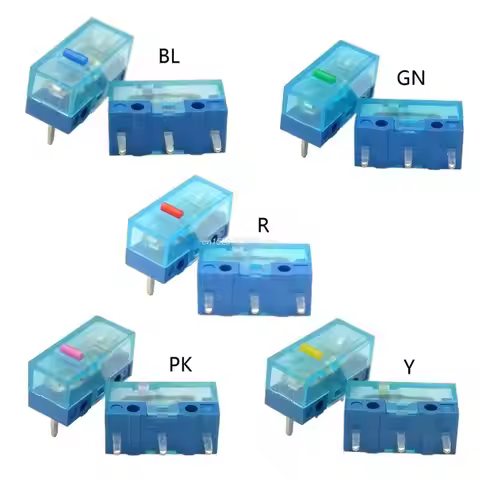 4Pcs New HUANO Blue Transparent Mouse Micro Switch Button Pink Red Yellow Blue Green Dot Button Swit