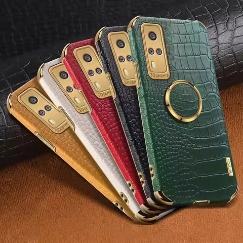 Luxury Leather Phone Case For Vivo Y51 Y31 Y72 Y73 Y20 Y30 Y20S Y12S Y70 Ring TPU Cover Case For Viv