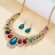 Alloy Jewellery Set Crystal Necklace Earrings Set Daily Wear Jewellery Wedding Party Jewellery Girls