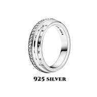 [พร้อมส่งจากกรุงเทพ]Pandora แหวน เงิน925 แหวนเพชร แหวนแฟชั่น แหวนคู่ Pavé Three-Band Ring เครื่องประดับแฟชั่น ของแท้ 100%