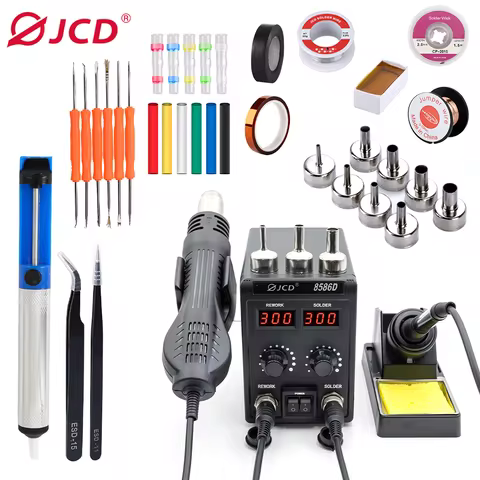 JCD 8586D Soldering Station 2 IN 1 750W Hot Air Gun LCD Dual Digital Display Electric Soldering Iron