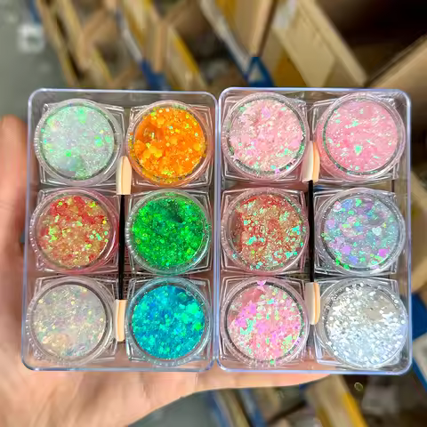 6box/set Chameleon Sequins Eyeshadow Glitter Gel Heart Star Moon Shaped Chunky Glitter Christmas Mak