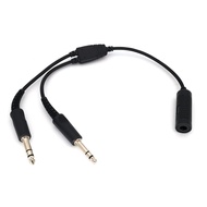 For 7.1mm To GA Dual Plug Helicopter Aviation Headphone Adapter Cable Black 40cm