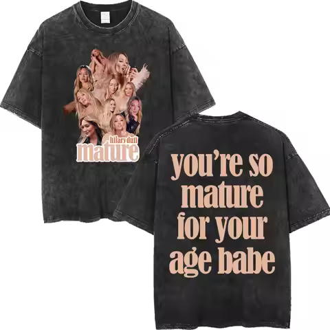 Vintage Washed Singer Hilary Duff Merch T-shirts Fashion Aesthetic Short Sleeve T Shirt Men Women Hi