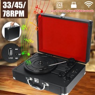 Black Music Player Portable Turntable Player with Speakers Vintage Phonograph Record Player 33/45/78