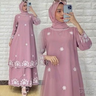 GAMIS MELAYU MALAYSIA BORDIR 2 TINGKAT SOLDER MOTIF BUNGA MEWAH