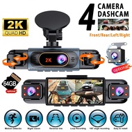 2K QHD New Car DVR 3/4 Channel Dash cam for cars Driving Camera Night Vision2.0 Loop Recording Black