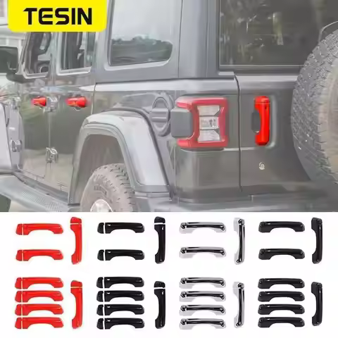 TESIN For Jeep Wrangler JL 2018+ Car Exterior Side Door Handle Tailgate Handle Decoration Cover Stic