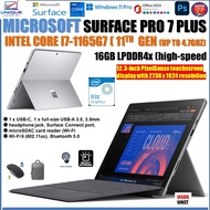 Microsoft Surface Pro 7 PLUS Silver i7-1165G7 11TH GEN 16GB LPDDR4x 512GB SSD 12.3-inch PixelSense t