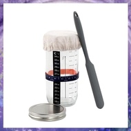 [P K A M] 1Set Glass Airtight Jar Natural Fermentation Jar +Lid and Scale Dough Fermentation Kit
