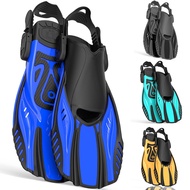 Otowaving Snorkel Fins Diving Fins Adjustable Buckles Open Heel Swim Flippers Travel Size Short Swim