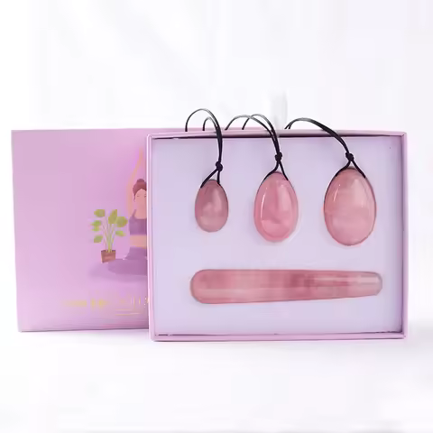 Rose Quartz Yoni Egg Set Vaginal Tightening Love Egg Kegel Exerciser Natural Stone Crystal Yoni Wand