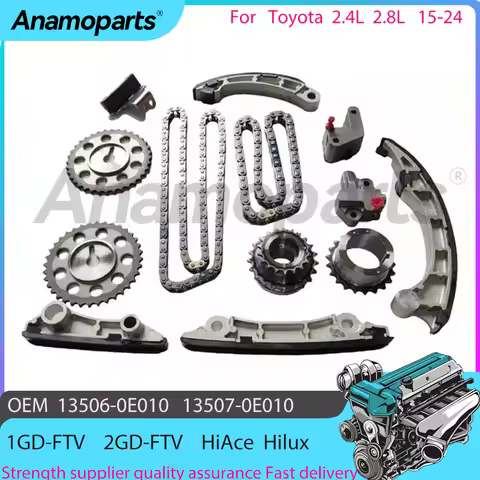 Engine Timing chain Kit For 2.4 2.8 15-24 Toyota HiAce Diesel Bus Hilux LandCruiser Prado Diesel 1GD