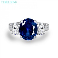 5 CT Oval Lab Grown Sapphire High Carbon Diamond Gems Ring For Women925 Sterling Silver Jewelry Gift