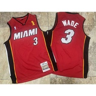 JOCELYN Miami Heat Dwyane Wade Mitchell Ness Basketball Jersey, Classic Hardwood, Red for Men