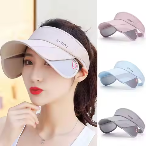 Women Summer Sun Visor Hat Adjustable Golf Cap Retractable Brim Empty Top UV Protection Beach Shadin