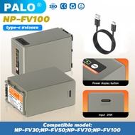 PALO NP FV100A NP-FV100 FV100 แบตเตอรี่พร้อมอินพุตการชาร์จ USB Type-C สำหรับ Sony NP-FV30 NP-FV50 NP