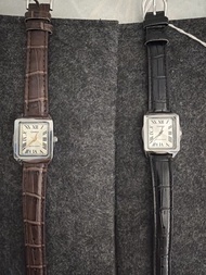 CASIO 方形錶面皮帶手錶 (啡色/黑色)