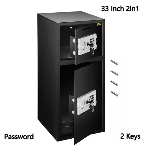 VEVOR 33" Double Door Safe Deposit Box Secret Hidden Piggy Bank Steel Separate Storage Space Electro