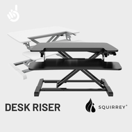 Squirrey 2-Tier Adjustable Desk Riser Standard Version [ 12-50cm Height Adjustment, 15kg Load Capacity, Detachable Keyboard Tray, Stand, Sit Workplace, No Installation, X-Shape Structure, Stable, Waterproof, Easy Clean, Ergonomic, Home, Office, Accessory]