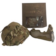 Tactical Combat Helmet 戰術頭盔  + Camo Cover + Mesh Mask 戰術運動防面罩 BB Paintball Wargame Military Army BUN