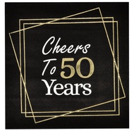Gift Boutique 100 Count Cheers to 50 Years Cocktail Beverage Napkins Disposable Paper 50th Wedding A