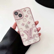 KL Store LV 3D Shock-resistant Flashing Diamond Flashing Phone Case Suitable for iPhone 11 12 13 14 