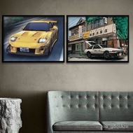 9ZRTHead TextDCar Sports Car Hanging Painting Chen Guanxi Jay Chou Movie Poster Painting Bedroom Dorm Hotel Decoration