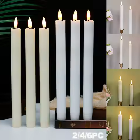 2Pack LED Flameless Taper Candles Lights 3D Wick Battery Christmas Simulation Candles Window Candles