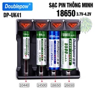 D19 Bộ sạc Pin Đa Năng 3.7V Doublepow DP-UK41 4 khe sạc cho pin 18650 26650 21700 10440 16340