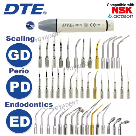 Woodpecker DTE Dental Ultrasonic Scaler Handpiece HD-7L Endo Scaling Tips Fit NSK SATELEC Scaler Han