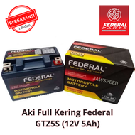 Aki FULL kering federal FTZ-5S beat vario 110 mio j spin skywafe scoopy kualitas original