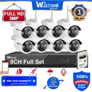 【Selangor stocks】Wistino CCTV Camera Full Set 8CH Audio FHD 3MP 6MP Outdoor Wifi NVR Kits Onvif IP c