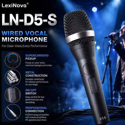 LN-D5-S Professional Vocal Microphone Wired Handheld Dynamic Mic Hi-Fi High Definition Sound for Rec