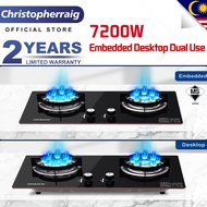 🔥🔥CHRIS OPAICN 7200W Double Gas Stoves Stand Square and Built in Use Glass Gas Cooker Hob Gas Stove 