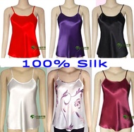 2021Women's 100 Mulberry Silk 16 momme Spaghetti Strap Camisole Tank Top Vest Sleepwear M-2XL YM002