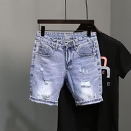Ripped denim shorts for men, men's shorts, knee-length men's shorts