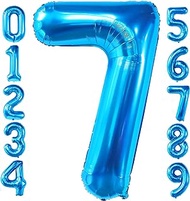 KatchOn, Blue 7 Balloon Number - 50 Inch | Blue Number 7 Balloon, 7th Birthday Decorations for Boys | Balloon 7th Birthday Decorations for Girls | 7 Birthday Balloon, Baby Shark Party Decorations